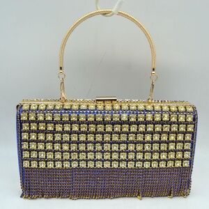 Gold and Royal Blue Jeweled Evening Clutch